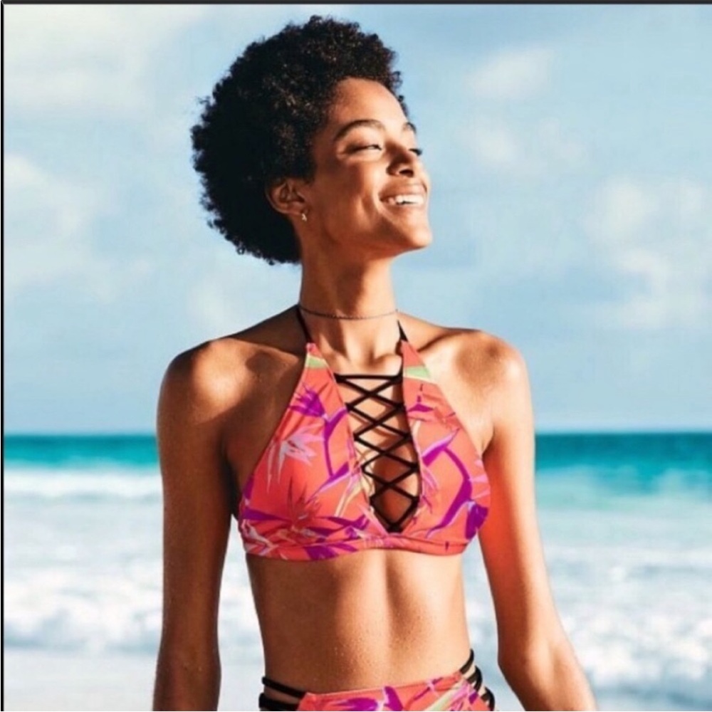 Tropical Pink Victorias Secret Halter Bikini (Top Only)